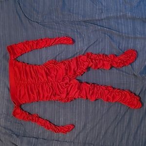 Ruched red Jumpsuit